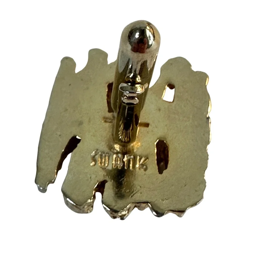 Vintage Swank Cufflinks Gold Tone Brutalist Nugget Rhinestone 1970s Accessory